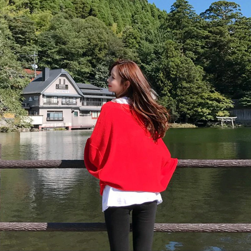 

TVVOVVIN Spring New Korean Loose Large Size Cardigan Solid Color O-neck Single Breasted All-match Sweatshirt AXM8