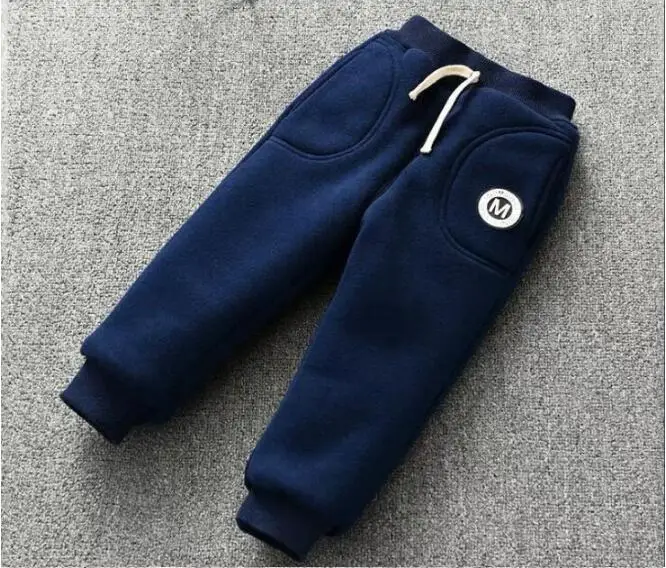 BibiCola/осенние штаны для маленьких мальчиков и девочек; брюки для новорожденных; детские леггинсы из плотного бархата для девочек; Детские Зимние теплые спортивные штаны - Цвет: dark blue3