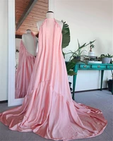 verngo baby pink silk straight long evening dresses for pregnant women party gowns custom made plus size special occasion dress
