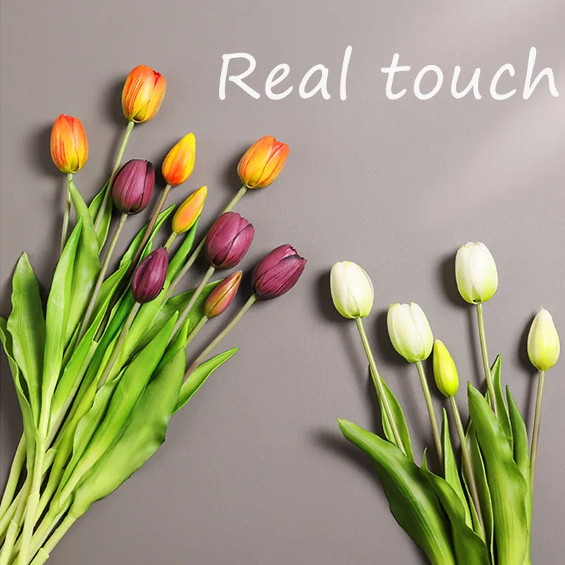 

5 Pcs Artificial Flowers ​Home Decoration Tulips Real Touch Decor Fake Flowers Bouquet Props Beautiful Flower For Wedding