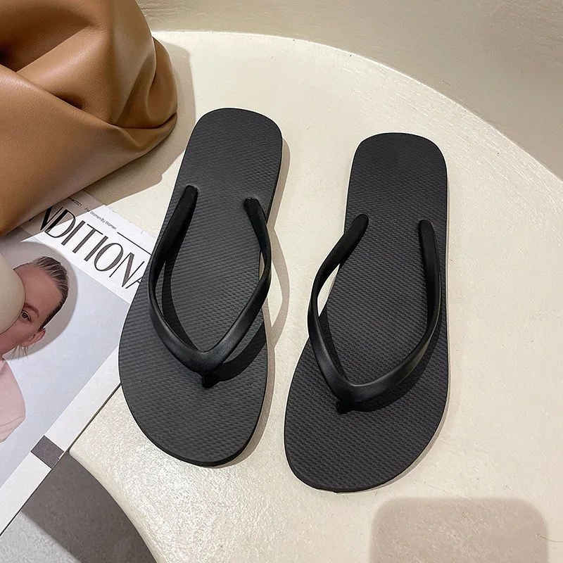

Fashion 2021 Simple Solid Color Comfortable Slippers Flip Flop Women Summer Casual Non-Slip Couple Flip Flops Breathable Beach