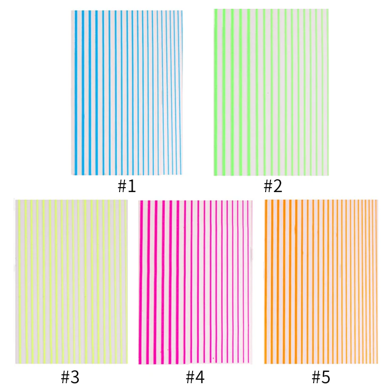 3D Fluorescent Nail Stickers Stripe Line Art Colorful Sticker Decals Tips Beauty Decorations | Красота и здоровье