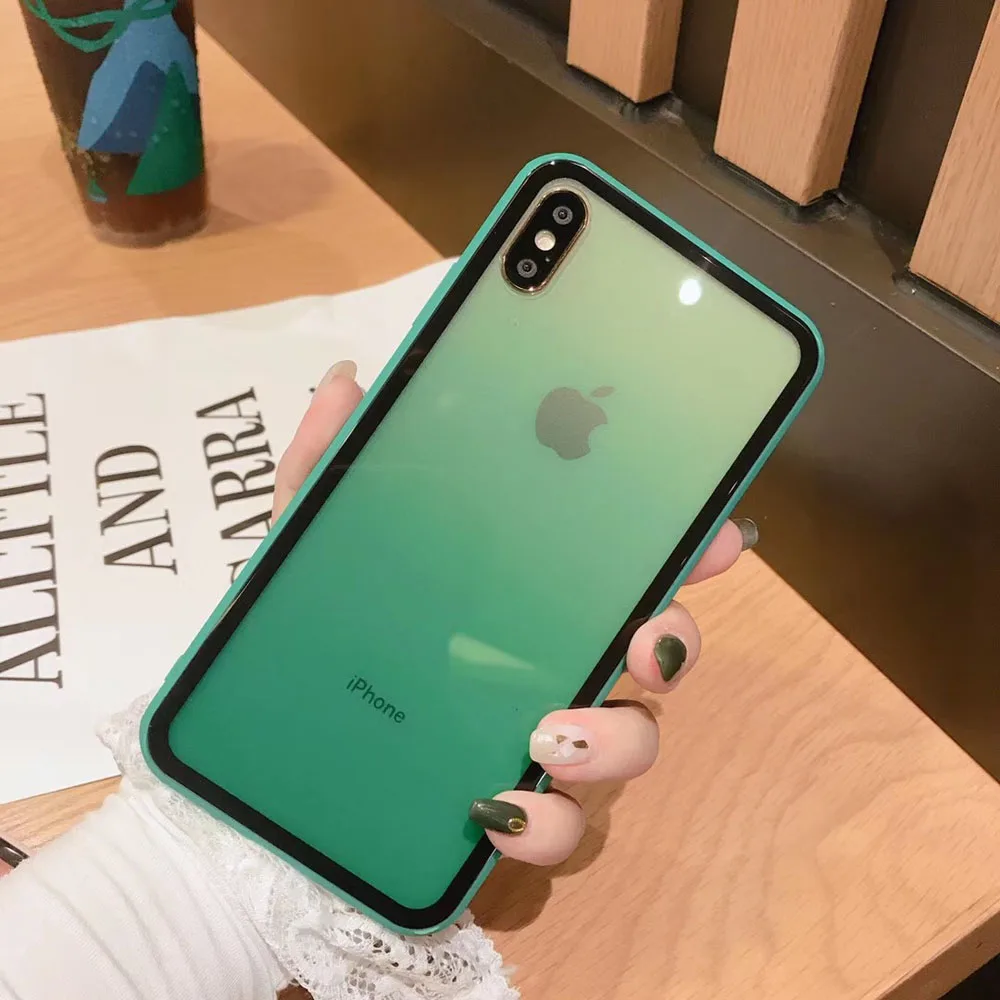 Простой градиентный Прозрачный чехол для телефона iPhone 6s 7 8 Plus X XR XS Max 11 Pro задняя