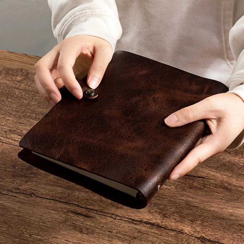 Loose Leaf Notebook A5  Leather Cover Notepad  High-grade Daily Book