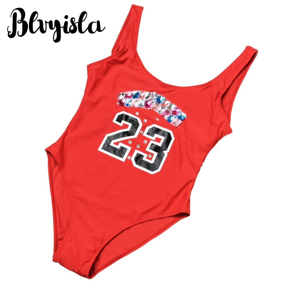 

Blvyisla Monokini One Piece Swimsuits Luxury Handmade Rhinestone Shine Bathing Suits Swimwear