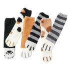 Хлопковые зимние теплые милые повседневные модные носки для женщин с забавным принтом кошачьих лап