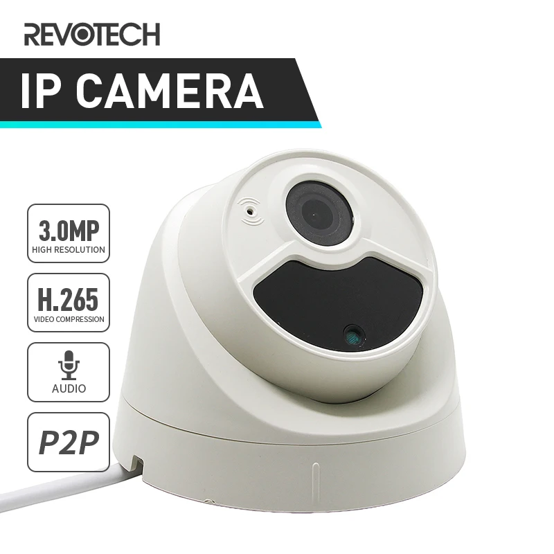 Домашняя ip камера HD H.265 3 Мп 1296P/1080P 2 светодиодных блока инфракрасная ночного