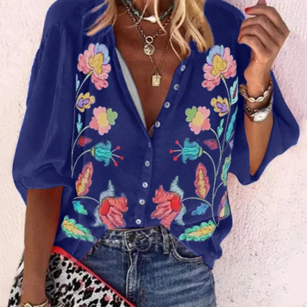 Рубашка женская с длинным рукавом Модный повседневный Свободный Топ на