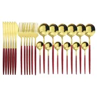 Набор кухонных столовых приборов из красного золота, набор блестящих красочных столовых приборов из нержавеющей стали, серебряная посуда, Золотая посуда, нож, вилка