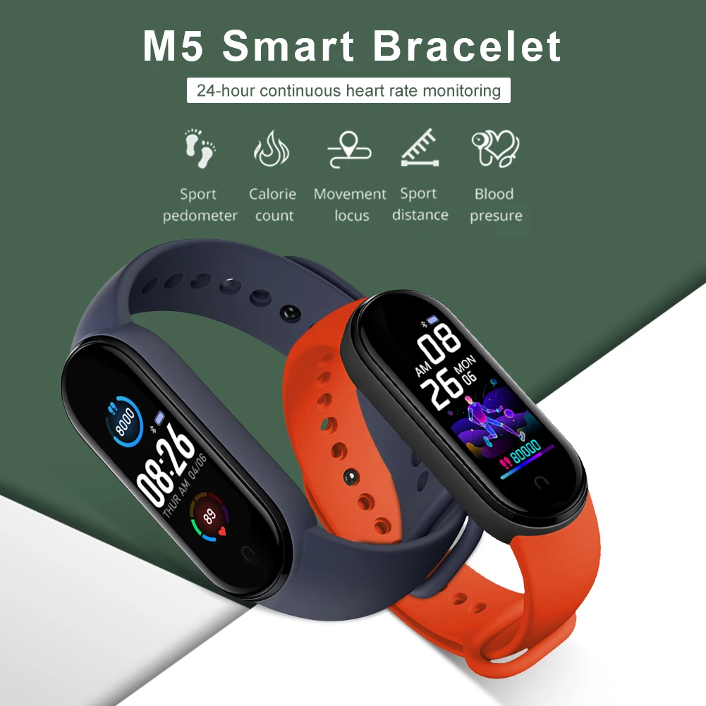 

M5 Fitness Tracker Smart Bracelet Watch Band Sport Heart Rate Blood Pressure Bluetooth Health Wirstband Waterproof Smartwatch