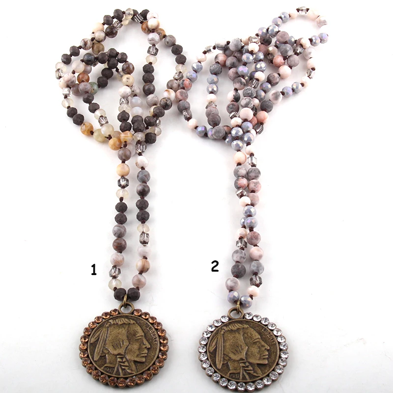 Модные богемные этнические ювелирные изделия 6 мм натуральные камни и стекло