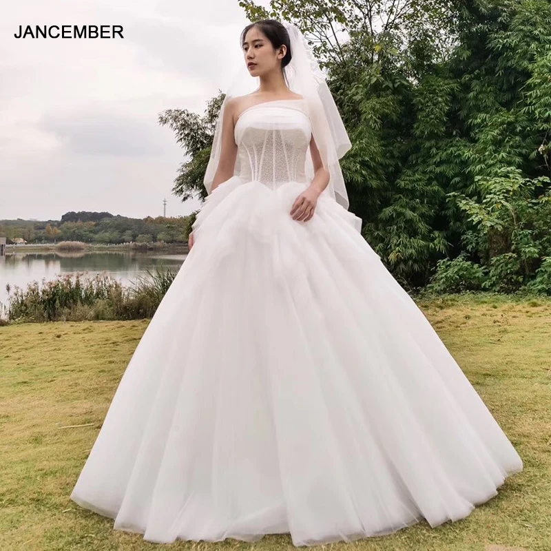 J66999 jancembber роскошное кружевное бальное платье принцессы свадебное без Бретелек