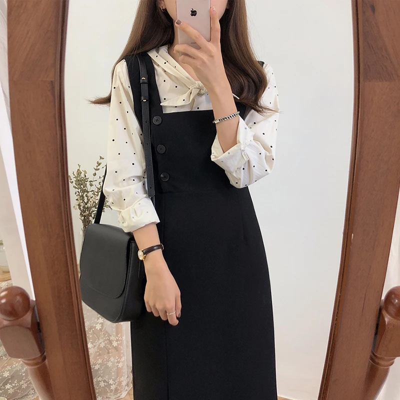 Южнокорейский шик платье горячие женщины консервативный стиль девушки свидание