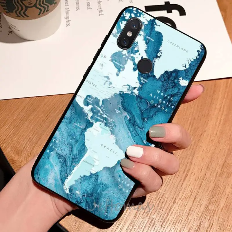 

World Map Travel Phone Case For Xiaomi Redmi note 7 8 9 t max3 s 10 pro lite coque shell cover funda