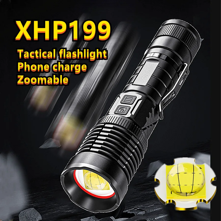XHP199 XHP160 9 ти жильная светодиодный фонарик Usb Перезаряжаемые тактический с
