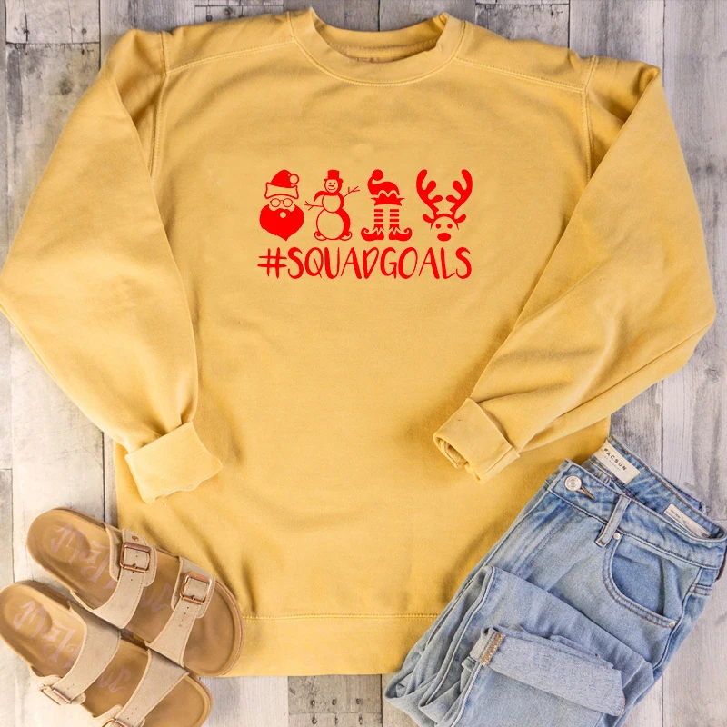 

Christmas Squadgoals Merry Christmas sweatshirt unisex women fashion cotton holiday gift vintage pullovers graphic art tops P034
