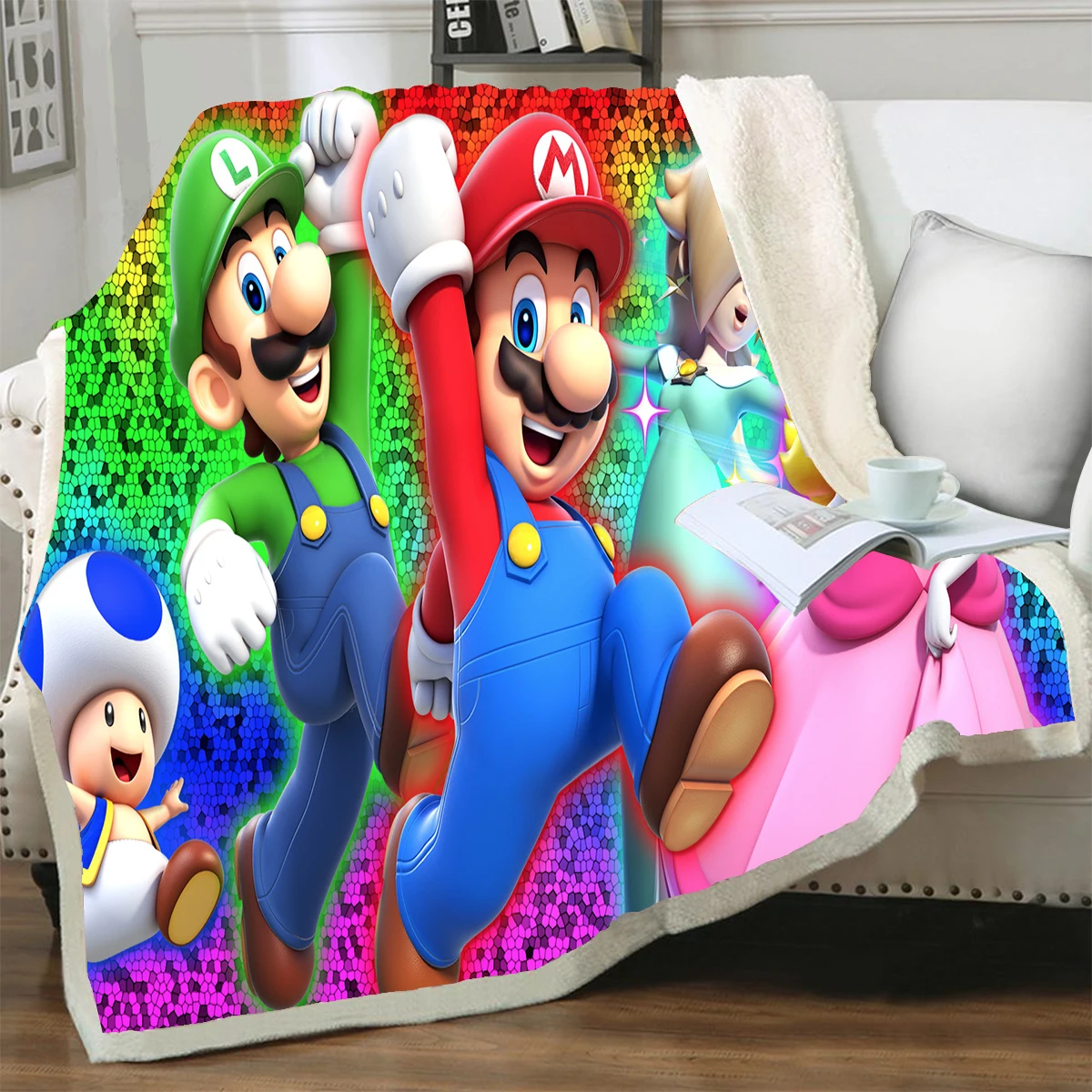 Flannel Three Thicken Big blanket Super Mario Pattern 3D Printed Blankets for on Bed Sofa Home Textiles Dreamlike Boys Baby Gift | Дом и сад