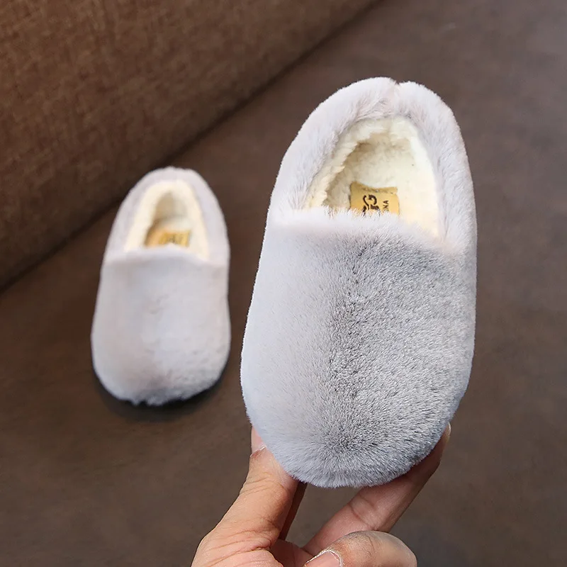 Детские Лоферы DOGEEK удобная обувь для девочек однотонная теплая пушистая