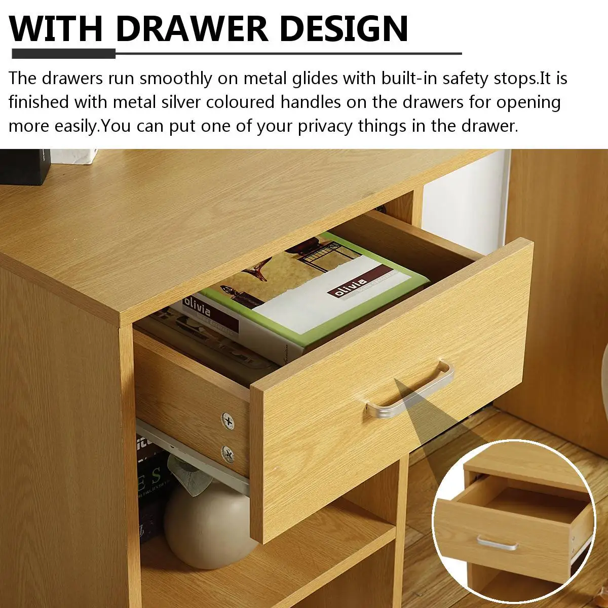 

43" Computer Desk Study Office Storage Computer Table PC Laptop Writing Table Workstation with Drawers for Home Office Furniture