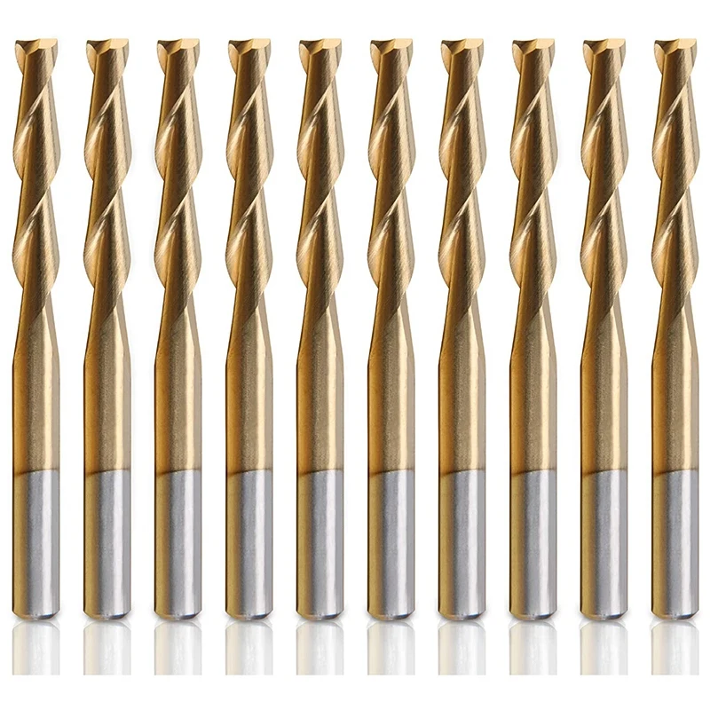 Промо акция! 10 шт. Фрезы с ЧПУ спиральная Концевая фреза титановым покрытием 2