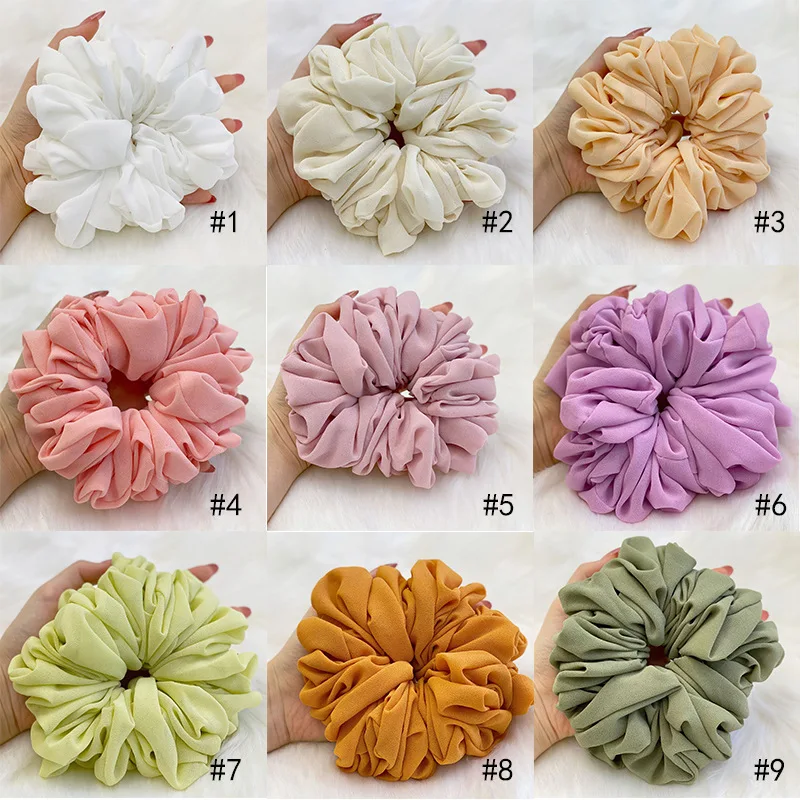 

1Pcs Muslim Fashion Bunch Hair Tie Women Chiffon Rubber Band Volumizing Scrunchie Ponytail Holder Hair Ties Headband Accessory