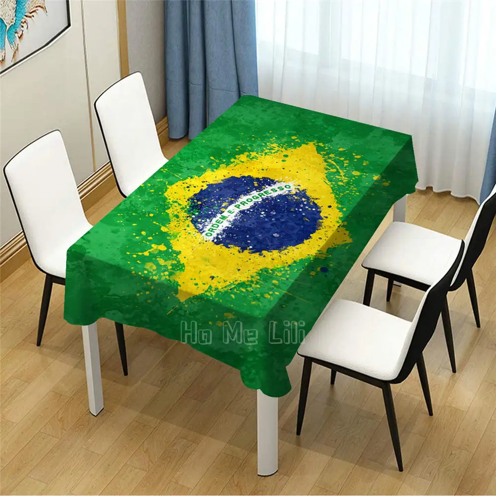 

Flag Of Brazil Patten Design Table Cover For Picnic Kitchen Dining Decor