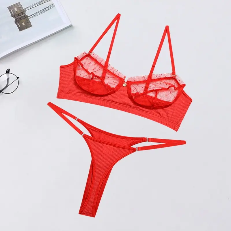 

2020 Hot Sale Lace Lingerie Set Sexy Women's Underwear Transparent Bra Party Sets Lace Black Lingerie Bra Set Underwear Set