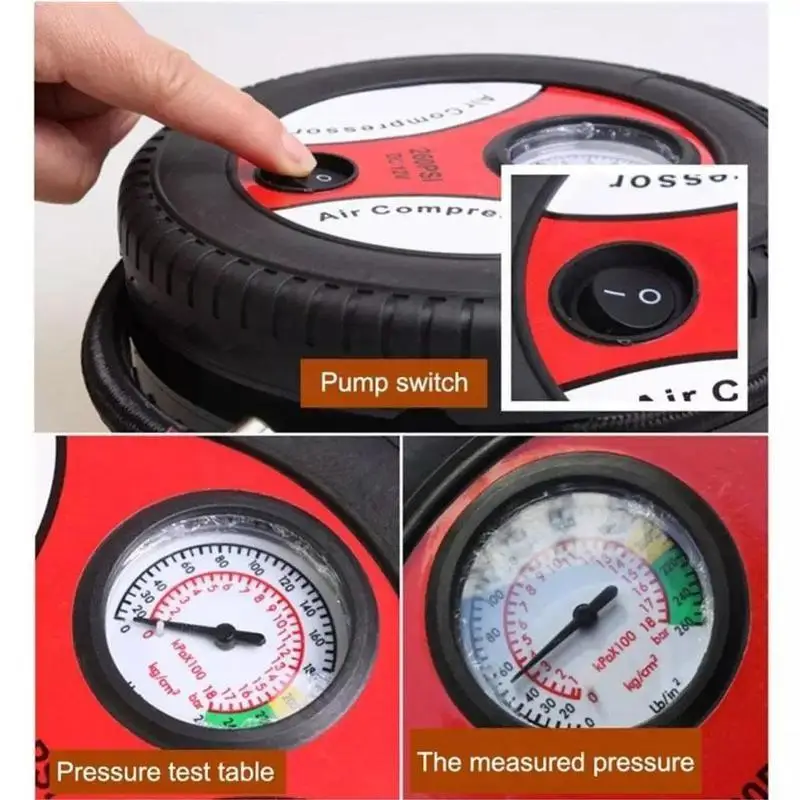 Автомобильный воздушный компрессор портативный с низким уровнем шума 12 В 260PSI для