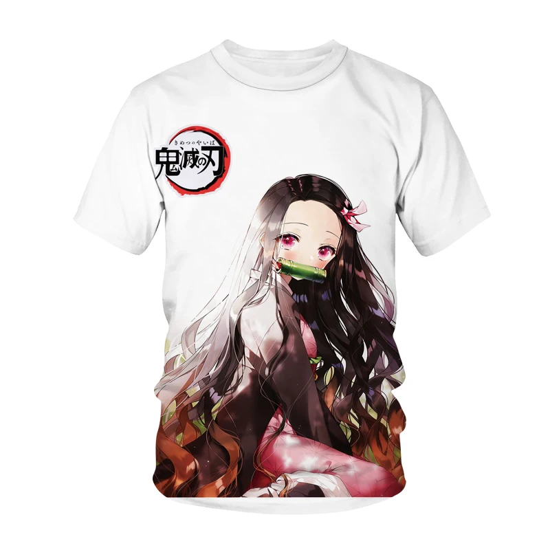 

Summer Anime Harajuku Men's and Women's T-Shirts Streetwear No Yaiba Kimetsu Street Hippie Cartoon Tops for Boys and Girls