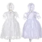 Комплект одежды из 2 предметов, платье для крещения и причастия, платье для маленьких девочек и малышей, кружевная Цветочная свадебная одежда, костюм для дня рождения