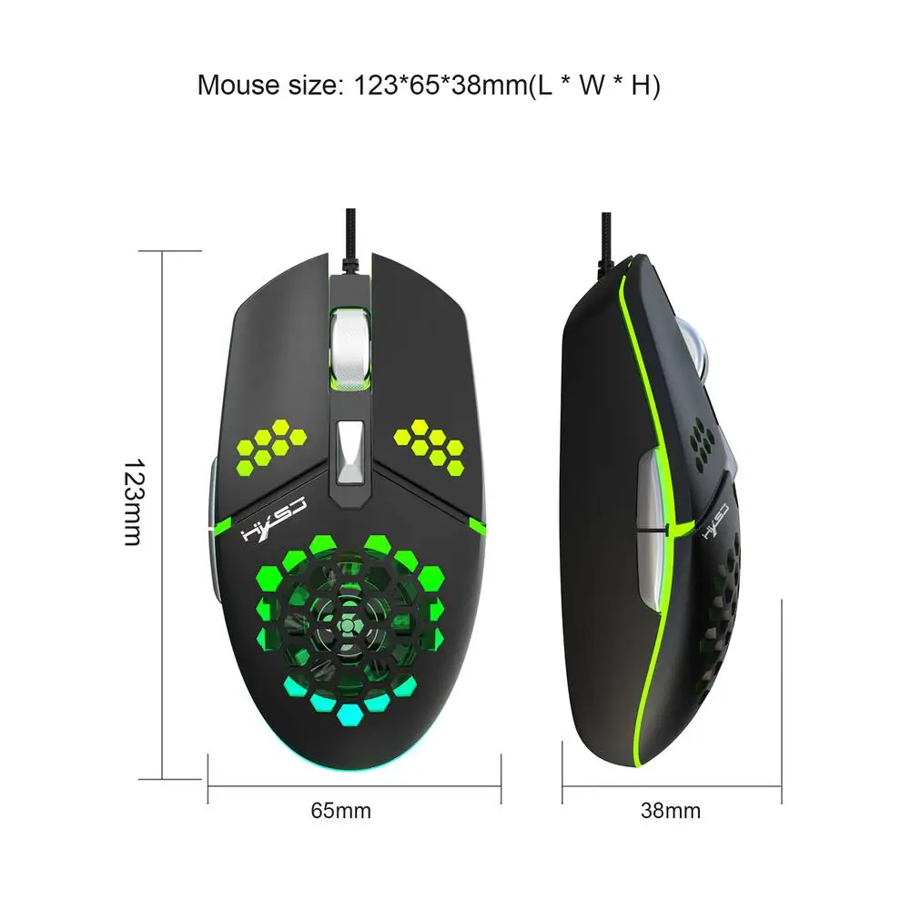 

Honeycomb Hollow Mouse with Cooling fan Adjustable Sweatproof Gaming Mouse desktop wired gaming mouse ergonomics