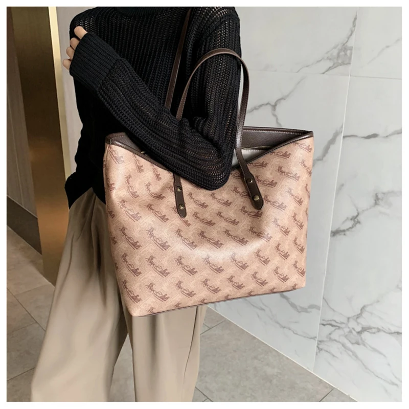 

Casual Ladies Large-capacity Bags Women's Bags 2021 New Printing PU Tide Fashion Simple Shoulder Bag Net Red Underarm Tote Bag