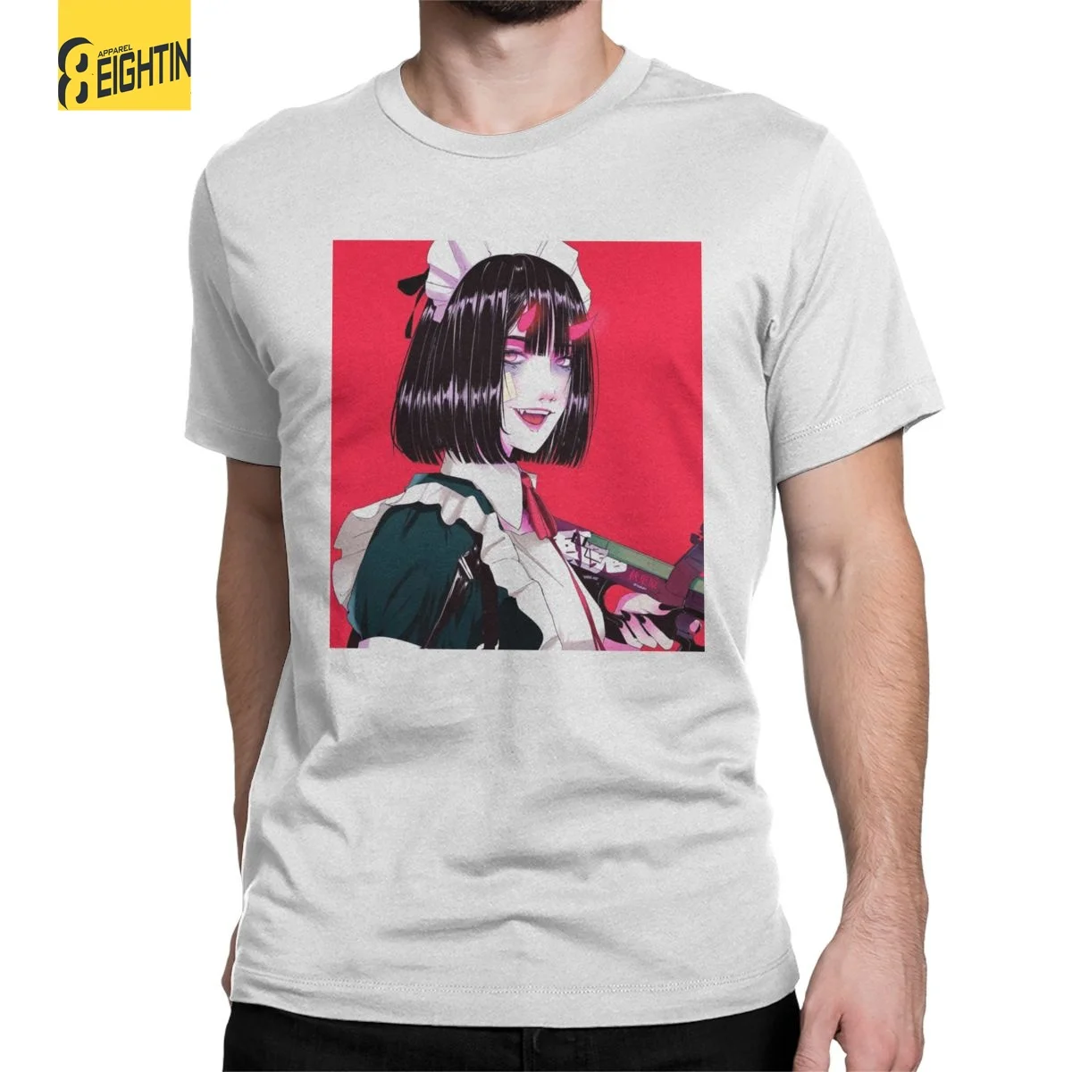 

Футболка мужская хлопковая с круглым вырезом, повседневная тенниска с коротким рукавом для девушек-демонов, топы для взрослых