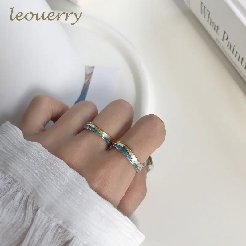 Leouerry оригинальное кольцо для пары с синим морем 925 пробы серебро креативный