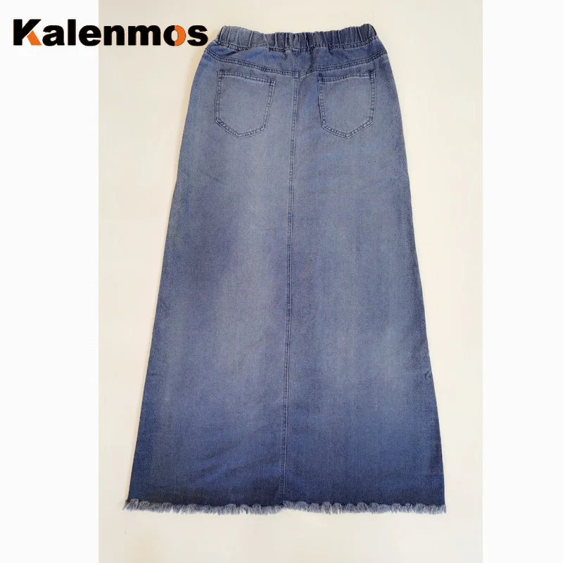 Джинсы женские KALENMOS длинная юбка стрейч винтажные свободные облегающие синие