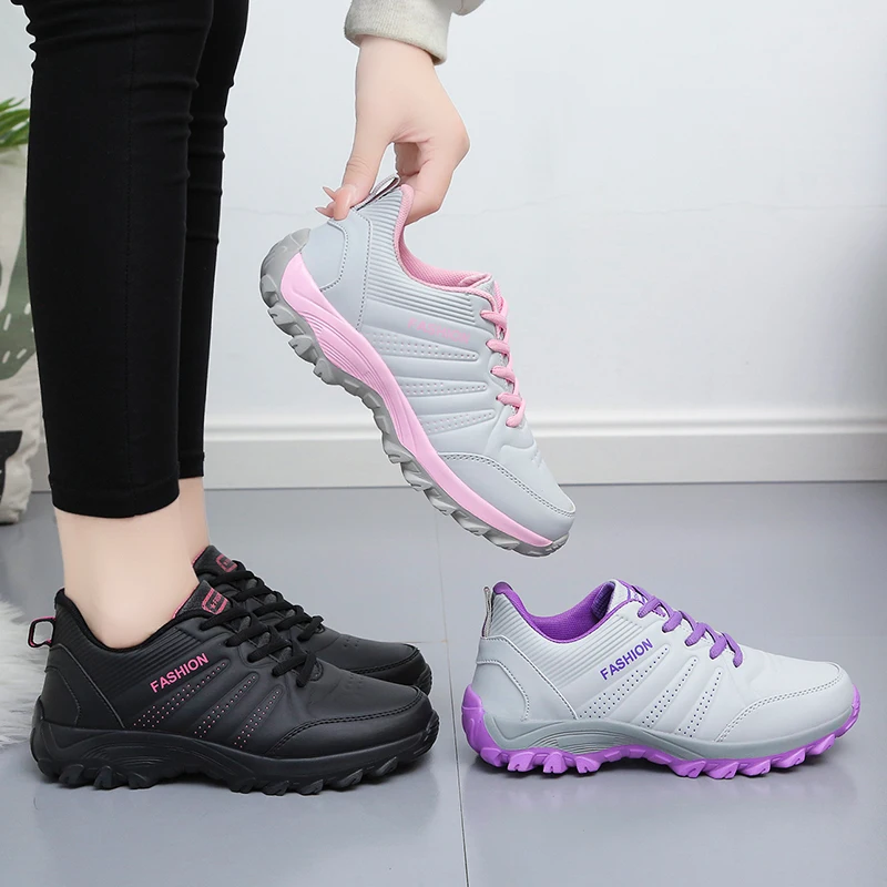 

2021 New Lightweight Walking Shoes Women's Soft-soled Non-slip Leather Waterproof Comfortable Mother's Shoes Travel Shoes