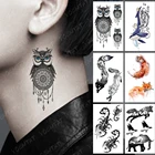 Водонепроницаемая Временная тату-наклейка Ловец снов Сова флэш-тату музыка лиса лес птица рука на запястье поддельные Татто для боди-арта женщин