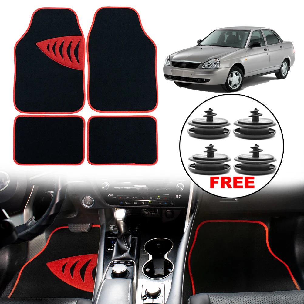 Verkaufen Set Auto Boden Matte Teppich Abdeckung Protector Clips Fastener Sitz Teppich Vorne Hinten Für LADA 2170 Priora 2007-2019 Vesta Granta Kalina