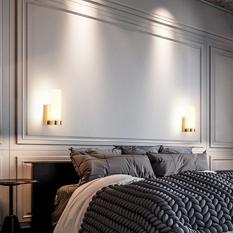 Pаспродажа Современный светодиодный прикроватный настенный светильник, Скандинавская стеклянная лампа для гостиной, спальни, лестницы, светодиодное ...