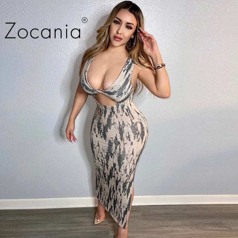 

Dew Waist Casual Women's Dresses Tight Sexy Dress Woman Summer 2021 Elegant Long Dress Fashion Condole Belt Printing Dresses