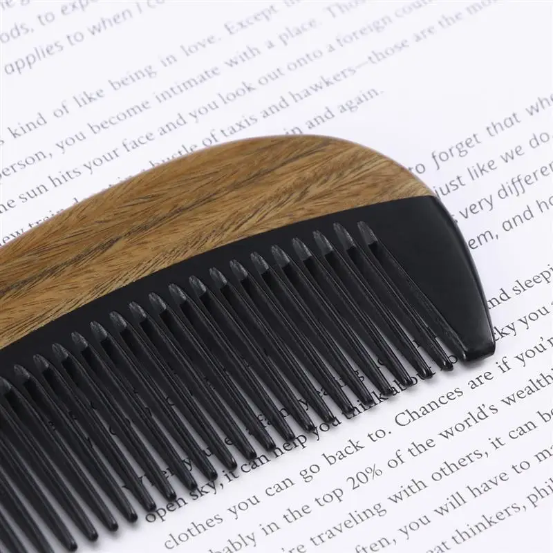 Зеленая расческа из сандалового дерева с натуральным рогом Массажная головка