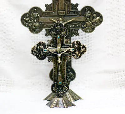 

HOT SALE TOP OFFICE HOME BLESSING - RELIGIOUS CHRISTIANITY CATHOLICISM JESUS CROSS BRONZE STATUE-- FREE SHIPPING