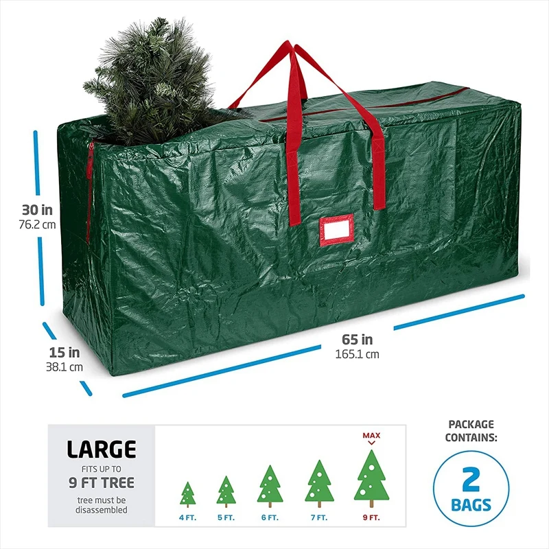 

2-Pack Christmas Tree Storage Bag - Artificial Disassembled Tree, Durable Reinforced Handles & Dual Zipper - Waterproof