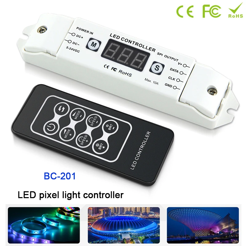 BC 201 цифровой адресуемый светодиодный контроллер Pixel SPI Strip Control ler 2801 2811 2812 6803 8806 IC