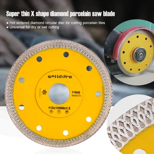 Бренд Solidure, 4,5 дюйма115 мм, 1,2 мм, Сверхтонкая пила для алмазной фарфоровой плитки X-образной формы для резки фарфоровой плитки