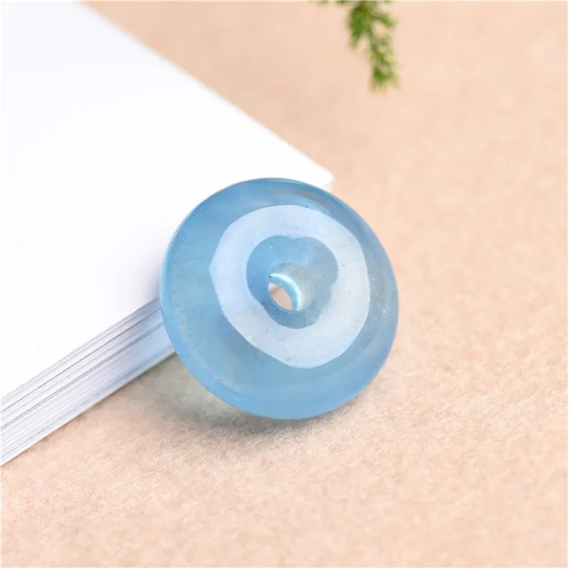 Подлинный натуральный синий Аквамариновый круглый кулон 21x7 мм Хрустальный