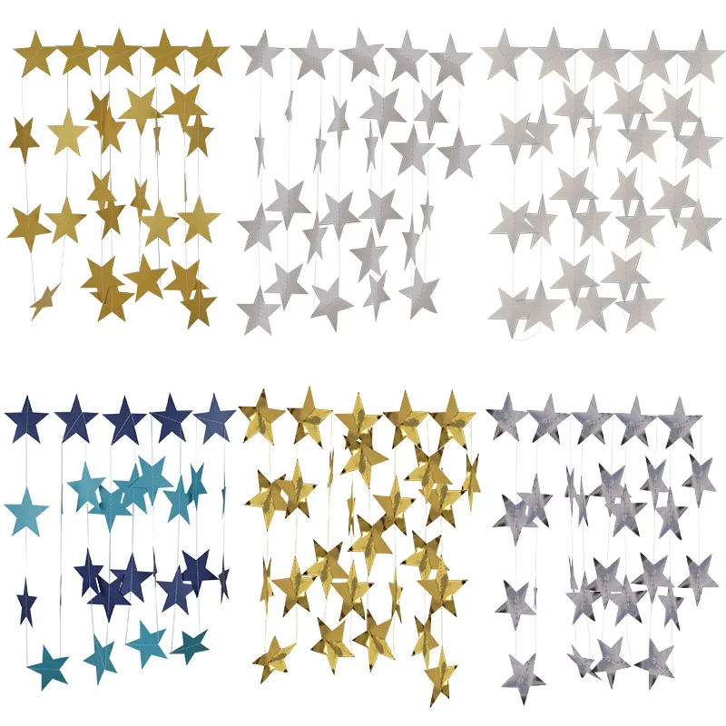 Гирлянда из 4 звёзд украшение на день рождения висячая Бумажная гирлянда флажки