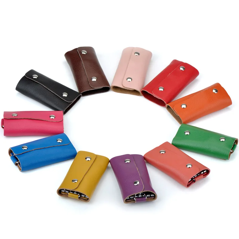 

Fashion Women Men Car Key Holder Cow Split Leather Case Bag Key Chain Housekeeper Organizer with 6 key Holder
