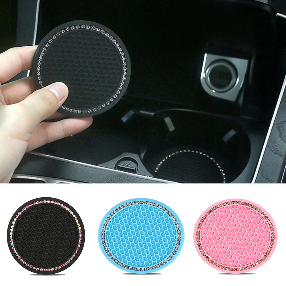 

Rhinestone Car Water Cup Bottle Holder Anti-slip Mat Pad Silica Gel Non-slip Car Mat Automotive Interior Accessories