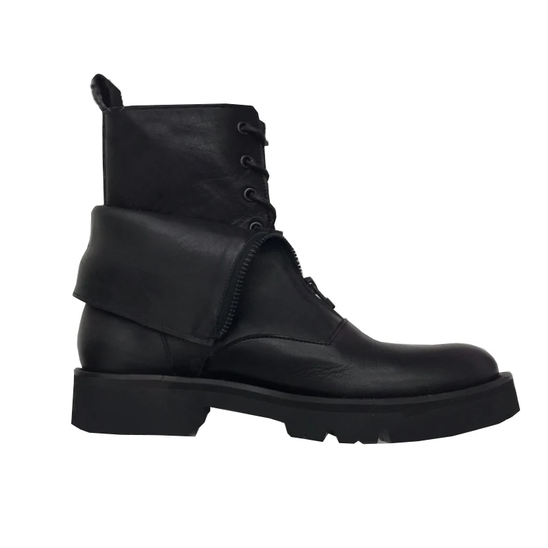 Scarpe donna/; женская обувь; Черные Зимние ботильоны на шнуровке; мотоботы с круглым носком в римском стиле; женская обувь; Bota Feminina - Цвет: Single Lining